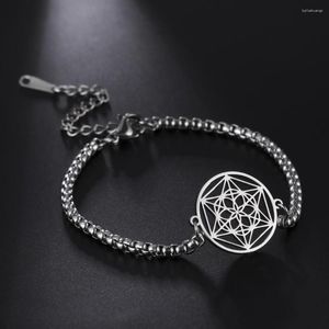 Bracelets porte-bonheur Dawapara S Merkabah Graine De Vie Bracelet Symbole Géométrique Sacré Amulette Spirituelle En Acier Inoxydable Pour Femme