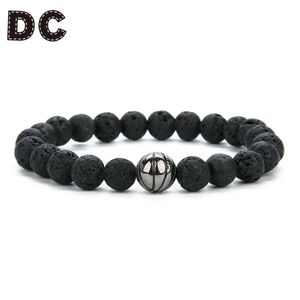 Bedelarmbanden dc mode sport charmes koper basketbal elastische vulkanische kralen armband voor vrouwelijke mannen cadeau sieraden pluseras