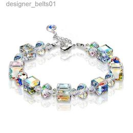 Bracelets de charme Delysia King 1pcs Femmes Tren Cube Cristal Bracelet Luxueux Personnalité Polyvalente Chaîne De Poignet Meilleur Ami CadeauL231214