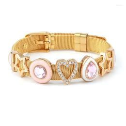 Bracelets porte-bonheur conception géométrie Style glisser perles s'adapte 10mm en acier inoxydable maille Bracelet bricolage marque de mode bijoux cadeau pour les femmes