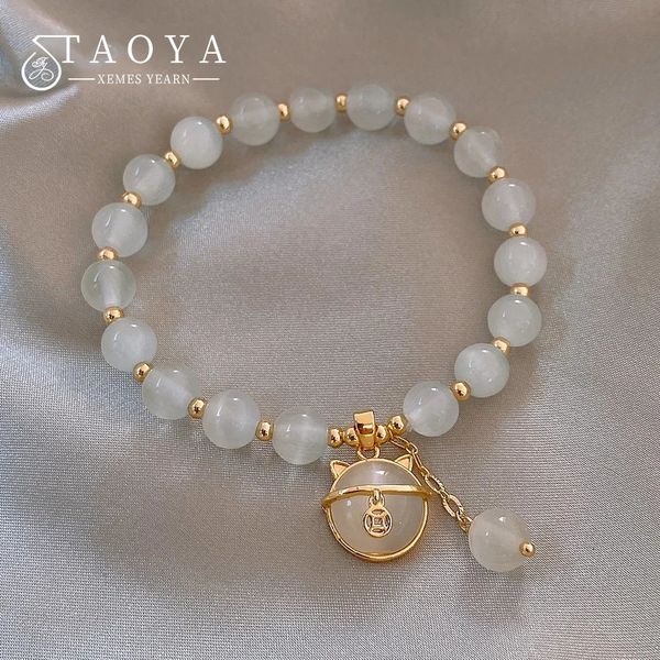 Bracelets de charme Design Sense Coin Cat Pendentif Opals Bracelet perlé Mode Bijoux de luxe pour femmes Accessoires exquis 231027