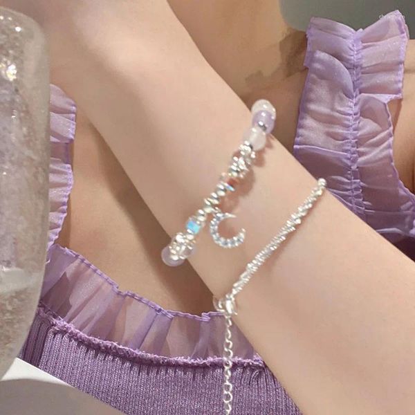 Bracelets de charme Design Simple Lune Coréenne Strass Bracelet Bijoux De Luxe Fleur Réglable Zircon Femme Partie Main