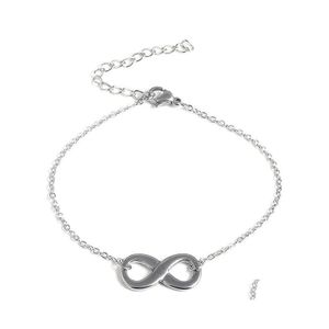 Charm Armbanden Ontwerp Rvs Infinity Symbool Armband Voor Vrouwen Meisje Goud Sier Kleur Vrienden Gift Sieraden Drop Levering Dh45L