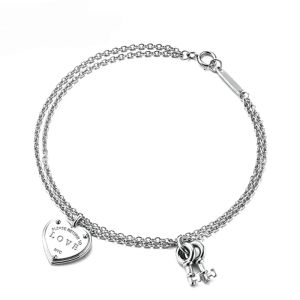 Bedelarmbanden Designer armband 100% 925 sterling zilver Klassieke sleutel hart armband cadeau Prachtige bruiloft damesarmband sieraden cadeau N0GM 9T3P