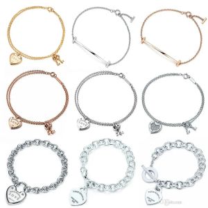 Bracelets de charme Bracelet de créateur 100% 925 argent sterling classique clé coeur bracelet cadeau exquis mariage femmes bracelet bijoux cadeau DGHS PAHW