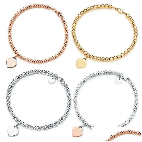 Pulseras de encanto Pulsera de diseño Amor en forma de corazón Mujer engrosada Sier Revestimiento inferior para novia Regalo de recuerdo Moda Charm Je Dhfmn