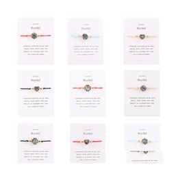 Pulseras con dijes Diseñador Hecho a mano Concha de abulón Corazón Cruz redonda Hexag Pulsera Amistad Cuerda trenzada Cadena de joyería con tarjeta Fo Otlno