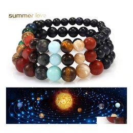 Bedelarmbanden ontwerper sieraden vrouwen mannen parel armband universum Galaxy acht planeten elastische chakra natuursteen yoga zonnedrup d dh7ng