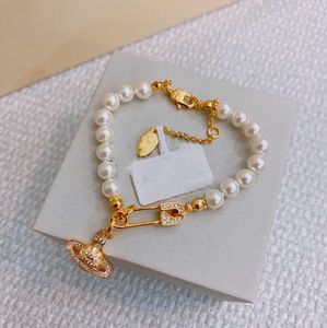 Bedelarmbanden Designer Letter Vivian Chokers Luxe Women Fashion Jewelry Metal Pearl Bracelet Cjeweler Westwood Motion Current 95es