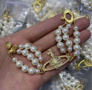 Bracelets de charme Lettre de créateurs Viviane Chokers Luxury Women Jewelry Bijoux Metal Pearl Bracelet Cjeweler Westwood Motion Current 5511ess