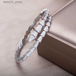 Bracelets de charme Designer Luxe Argent Couple Bracelet Bambou Os Pour Femmes Réglable Serpentine Plein Diamants Bracelet 3 Couleurs Casual Q231025