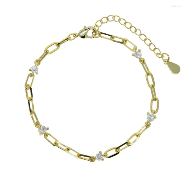 Bracelets de charme Designer Trombone Pavé 5A Zircone Pierre Blanche Chaînes Bracelet Pour Femmes Or Argent Couleur Bijoux De Mode