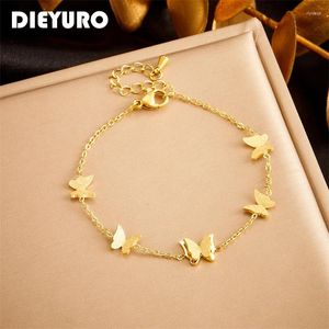 Bracelets de charme Dieyuro 316l Bracelet de papillon de couleur en or inoxydable pour femmes bijoux de la chaîne de poigne