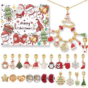 Bedelarmbanden diy cartoon kerstkerst sieraden advent cadeaubak santa claus boom armband ketting blind jaar kind