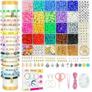 Bracelets de charme Bridiques de fabrication d'argile bricolage Kit de fabrication de bracelet pour filles kits de perles d'amitié avec lettre preppy bijoux cadeau