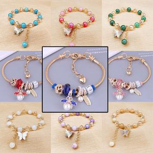 Bracelets porte-bonheur bricolage pendentifs perlés pour la fabrication de bijoux papillon coeur lettres Bracelet breloques accessoires femmes