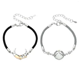 Bedelarmbanden Dolfijn Crescent Moon Shell Zwart Touw Koppels Pulseras Pulseira Accessoires Armband Vriend Geschenken Sieraden