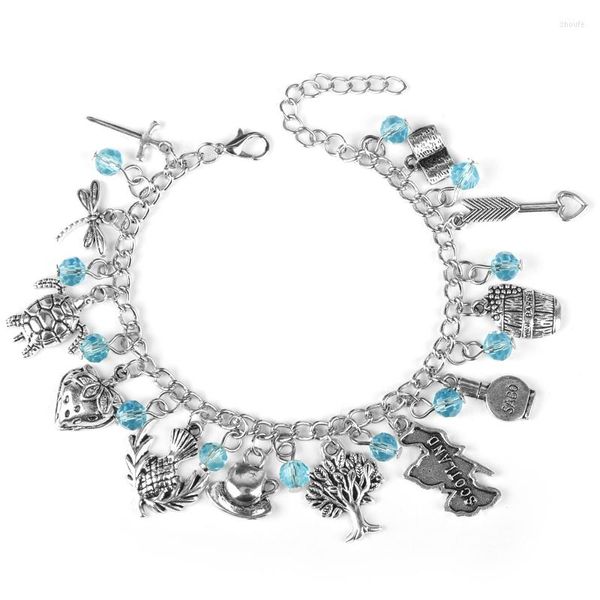 Bracelets de charme Dongsheng Fashion Outlander Bracelet Chardon écossais Libellule Sassenach Perles faites à la main Chaîne Liens Bracelet Bijoux -25