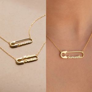 Bracelets de charme Double nom trombone pendentif collier adapté aux femmes personnalisé chaîne en or en acier inoxydable bijoux cadeau Para Muji bon produit 231120