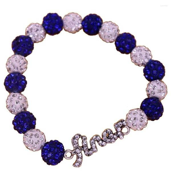 Bracelets de charme Double nez fait à la main blanc bleu Disco boule perles lettre grecque plus fine Zeta Phi Beta bracelets ZPB ZOB Sorority bijoux