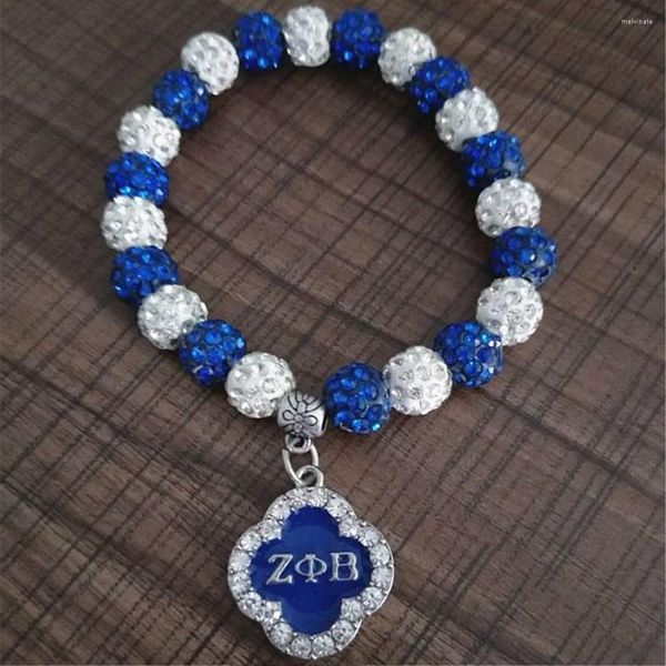 Bracelets porte-bonheur Double nez blanc bleu cristal disque boule perles Zeta Phi bêta bracelets pour sororité grecque membre de la vie cadeau Souvenirs