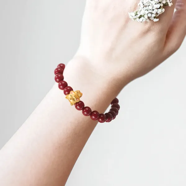 Bracelets de charme Bracelet de perles de dragon Décoration de poignet Femmes Année Protection rouge