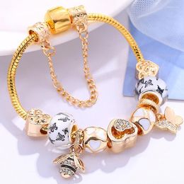 Bedelarmbanden drop bijen vlinder hanger merk sieraden voor vrouwen goud kleur pulseras mujercharm lars22