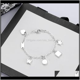 Bedelarmbanden drop levering 2021 Hoogwaardige Sier Plaat Star Gift Butterfly Topketen Bracelet Fashion Jewelly Supply OP7GF