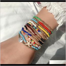 Bracelets de charme Drop Livraison 2021 Bijoux de style indien Mix and Match Coloré Riz Exagéré Multicouche Corde Élastique Corde Perles Bracele