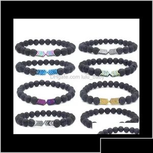 Bracelets de charme Drop Livraison 2021 Volcanic Lava Stone Essential Huile Diffuseur Bangle Healing NCE Yoga Magnet Perles de flèche Bracelet Jewe DHBXQ
