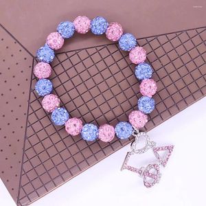 Bracelets de charme Drop Sale Baby Rose Bleu Perles de cristal Amour Lettres grecques Groupe Gamma Phi Delta Society Bracelet réglable