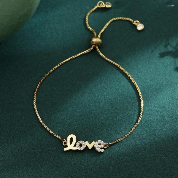 Charm Bracelets Drop Ship Diseño simple Love Real Gold Plated Pulsera de eslabones de cadena de acero inoxidable para regalo de amante