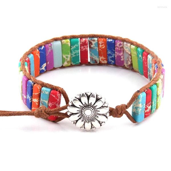 Bracelets de charme Drop Shippers Mode Belle Multi Couleur Énergie À La Main En Pierre Naturelle Tube Perles Wrap Bracelets