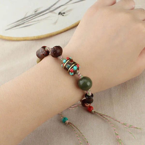 Pulseras de encanto Dropshiping Retro Nepalese Bead Pulsera tejida para mujeres Estilo étnico tibetano al por mayor