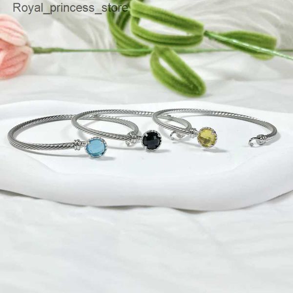 Bracelets à breloques DY Cable Classics en argent sterling avec améthyste et diamants Pay chez Ahee Jewelers Q240321