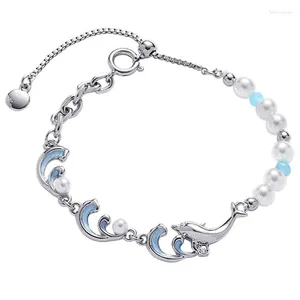 Charme Armbänder Eetit Design Imitation Perlen Emaille Welle Delphin Kette Trendy Armband Armreif Exquisite Schmuck Geschenk Großhandel