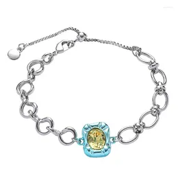 Bedelarmbanden Eetit Trendy Zilverkleurige Ketting Vierkante Glazen Armband Voor Vrouwen Zinklegering Metaal Gepersonaliseerde Pols Sieraden Gala Cadeau