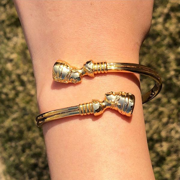 Bracelets porte-bonheur reine égyptienne Néfertiti Bracelet or manchette africaine pour les femmes en acier inoxydable Vintage bracelets réglable bijoux cadeaux