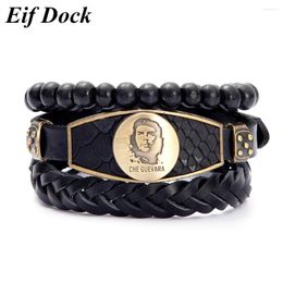 Bracelets de charme EIF Dock Punk Che Guevara Bracelet multicouche Bracelets en cuir véritable pour femmes hommes hommes bijoux