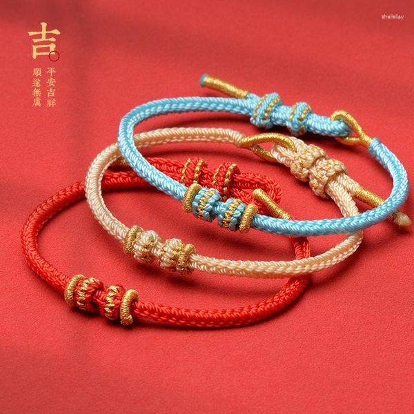 Bracelets de charme Bracelet de corde rouge réglable à boucle plate tressée à huit brins peut être porté librement avec des accessoires en émail pour les couples