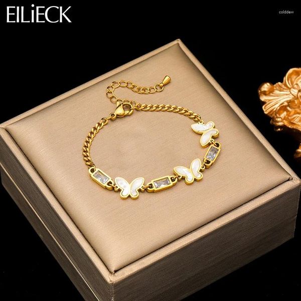 Bracelets Charm Eilieck 316L SCEOL DE ACERO ACERADO DE ACERO ACEDILLADO Pulsero de circón para mujeres Moda Moda Muñeco Regalización de joyas impermeables