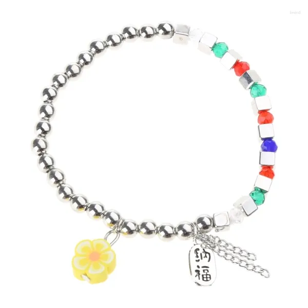 Pulseras con dijes, cordón elástico, brazalete de flores, joyería para fiestas, pulseras de amistad