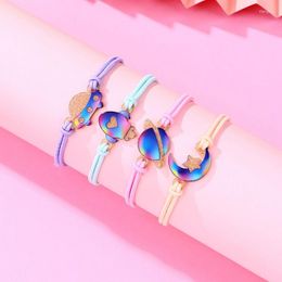 Bracelets de charme Bracelet en corde élastique Série étoilée bleue Bon ami Bijoux pour enfants Bracelets de couple réglables à la main