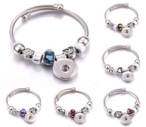 Bracelets de charme élasticité bouton instantané bracelet coeur cristal bangles perles bijoux faisant des boutons de 18 mm en ajustement3581513