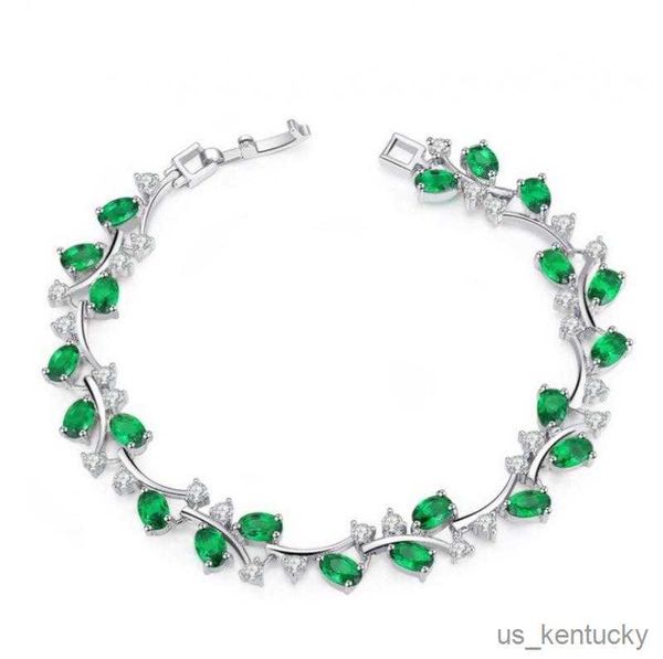 Pulseras con abalorios, pulsera de tenis Ameyst elegante y delicada para mujer, pulsera de vid de hoja de cristal verde, regalo de joyería romántico que combina con todo