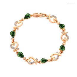 Bracelets porte-bonheur élégant coeur goutte d'eau Bracelet en cristal pour les femmes déclaration de fête de mariage anniversaire coloré bijoux lien chaîne amis