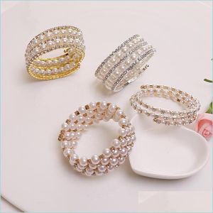 Charme Bracelets Élégant Imitation Perle Bracelets Bracelets Pour Femmes Mti Couches Cristal Bracelet Poignet Bande Partie De Mariage Vintage Juif Dhu9E