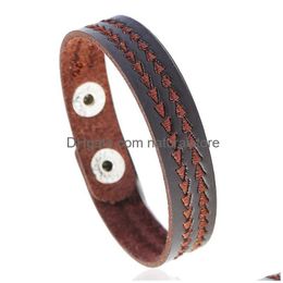 Charm Armbanden Borduren Pijl Armband Eenvoudige Zwart Bruin Leer Vrouwen Mannen Mode-sieraden Zal En Sandy Drop Levering Dhyti