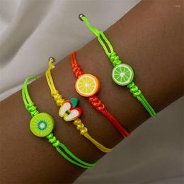 Bracelets de charme EN Mode À La Main Fruits Pomme Orange Pendentif Bracelet Pour Femmes Doux Coloré Tressé Bracelet Bijoux