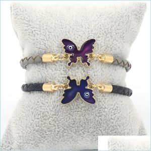 Bracelets de charme Bracelets en émaillon Bracelet Bracelet Thermochromic émotion Changer la couleur Couir Dhiqb Thermochromic Temperature